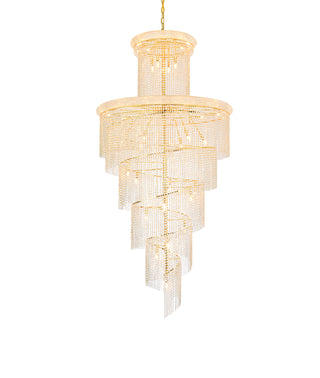 Spiral 41 light Gold Chandelier Clear Royal Cut Crystal