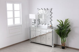 60 in silver crystal mirrored credenza