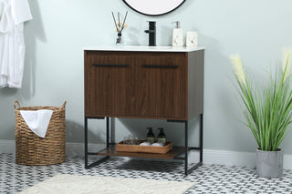 30 inch Single bathroom vanity in walnut