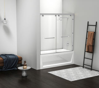 Semi-frameless tub door 60 x 60 Brushed Nickel