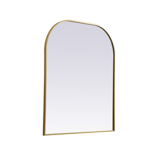 Metal Frame Arch Mirror 36x42 Inch in Brass