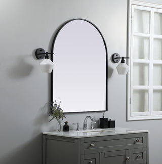 Metal Frame Arch Mirror 33x42 Inch in Black