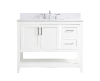 42 inch Single Bathroom Vanity in White with Backsplash