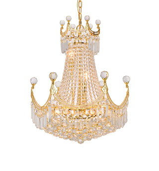 Corona 9 light Gold Chandelier Clear Royal Cut Crystal