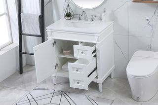 32 inch Single bathroom vanity in white