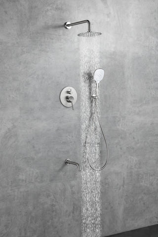 George Complete Shower and Tub Faucet with Rough-in Valve in Brushed Nickel