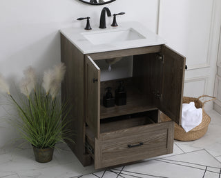 24 inch Single Bathroom Vanity in Weathered oak