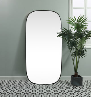 Metal Frame Oval Mirror 36x72 Inch in Black