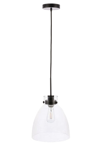 Frey 1 light Black and Clear glass pendant