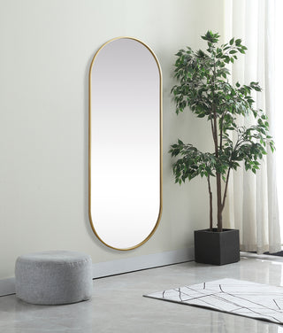 Metal Frame Oval Mirror 24x60 Inch in Brass