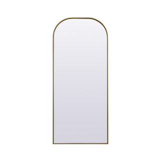 Metal Frame Arch Full Length Mirror 28x66 Inch in Brass