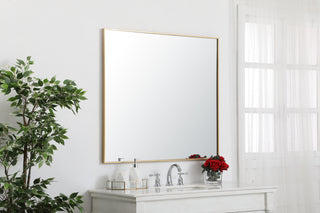 Metal frame rectangle mirror 36 inch in Brass