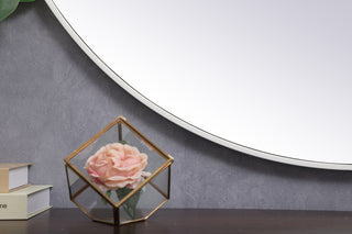 Metal frame round mirror 45 inch in White