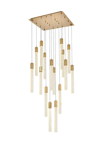 Weston 16 lights pendant in satin gold