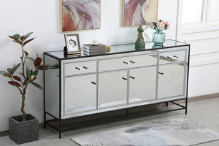 James 72 in. mirrored credenza in black