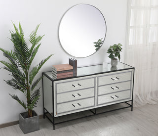 60 inch mirrored 6 drawers chest in black