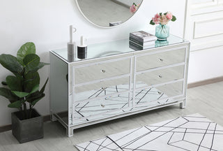 60 inch mirrored six drawer cabinet in white