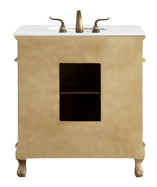 32 inch Single Bathroom vanity in Antique Beige with ivory white engineered marble