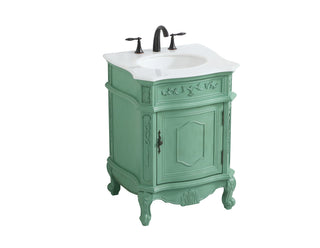 24 inch Single Bathroom vanity in vintage mint with ivory white engineered marble