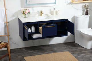 48 inch Single bathroom vanity in blue with backsplash