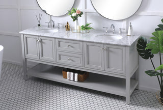 72 in. double sink bathroom vanity set in Grey