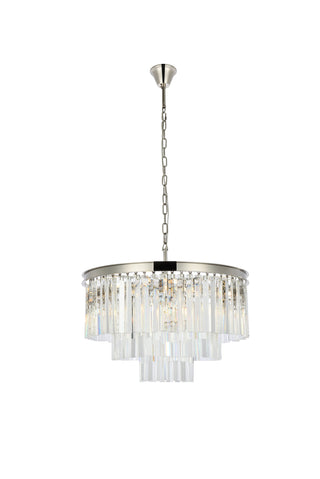 Sydney 9 light polished nickel Chandelier Clear Royal Cut Crystal