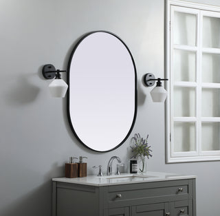 Metal Frame Oval Mirror 30x40 Inch in Black