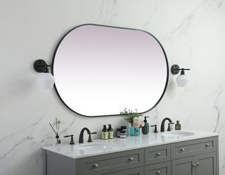 Metal Frame Oval Mirror 36x60 Inch in Black