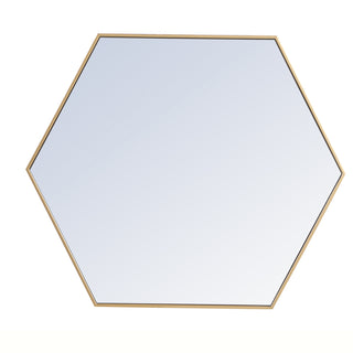 Metal frame hexagon mirror 41 inch in Brass