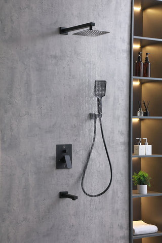 Petar Complete Shower and Tub Faucet with Rough-in Valve in Matte Black