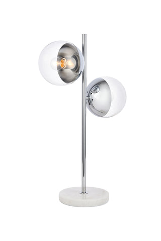 Eclipse 2 Lights Chrome Table Lamp With Clear Glass