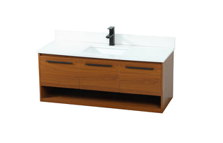 48 inch Single bathroom vanity in teak with backsplash