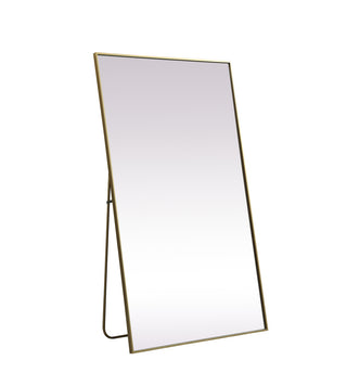 Metal Frame Rectangle Full Length Mirror 36x60 Inch in Brass