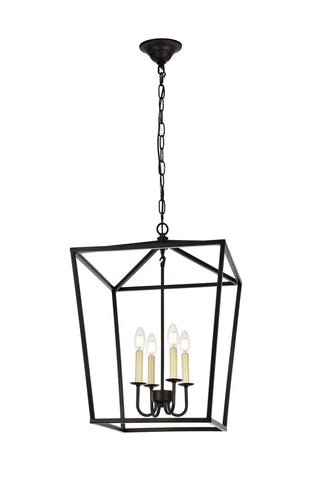 Maddox Collection Pendant D17 H24.25 Lt:4 Black Finish