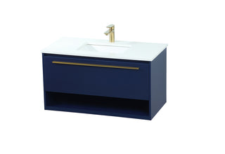 36 inch Single bathroom vanity in blue