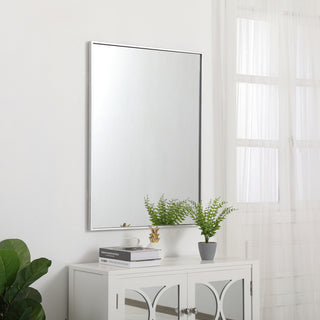 Metal frame rectangle mirror 27 inch in silver