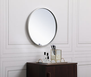 Metal frame round mirror 18 inch in silver