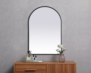 Metal Frame Arch Mirror 27x40 Inch in Black