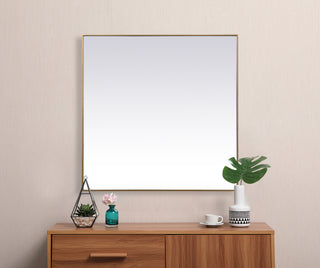 Metal Frame Square Mirror 48 inch in Brass