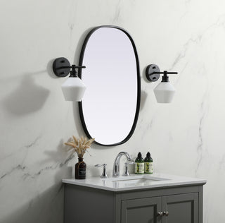 Metal Frame Oval Mirror 20x30 Inch in Black