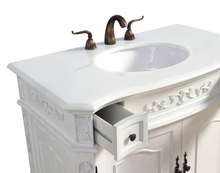 36 inch Single Bathroom vanity in Antique White with ivory white engineered marble