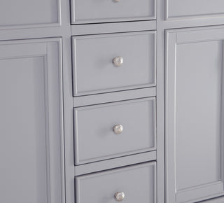 60 inch Double Bathroom vanity in Light Grey with ivory white engineered marble