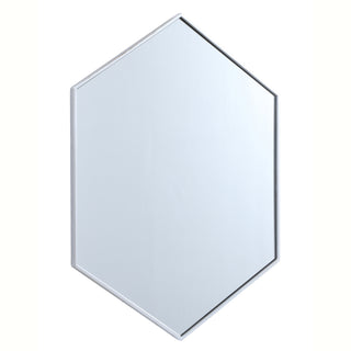 Metal frame hexagon mirror 30 inch in silver