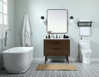 36 inch Single bathroom vanity in walnut with backsplash