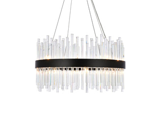 Dallas 25 inch round crystal pendant in black