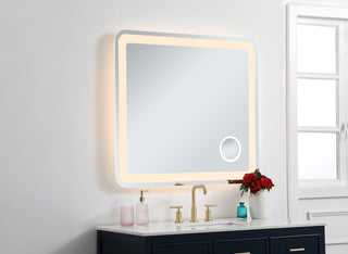 Lux 36in x 40in Hardwired LED mirror with magnifier and color changing temperature 3000K/4200K/6000K