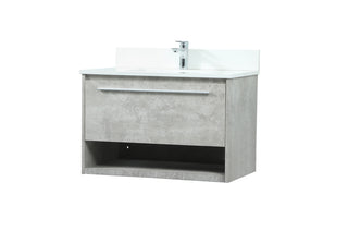 30 inch Single bathroom vanity in concrete grey with backsplash