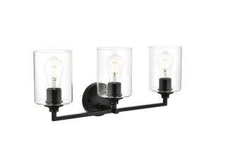 Mayson 3 light Black and Clear Bath Sconce