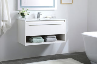 36 inch  Single Bathroom Floating Vanity in White