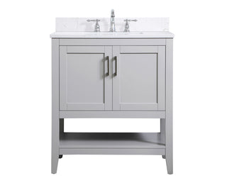 30 inch Single Bathroom Vanity in Grey with Backsplash